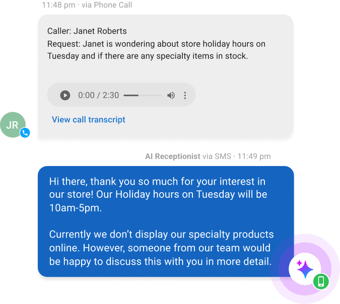 AI assistant chatting with customers and sending messages instantly